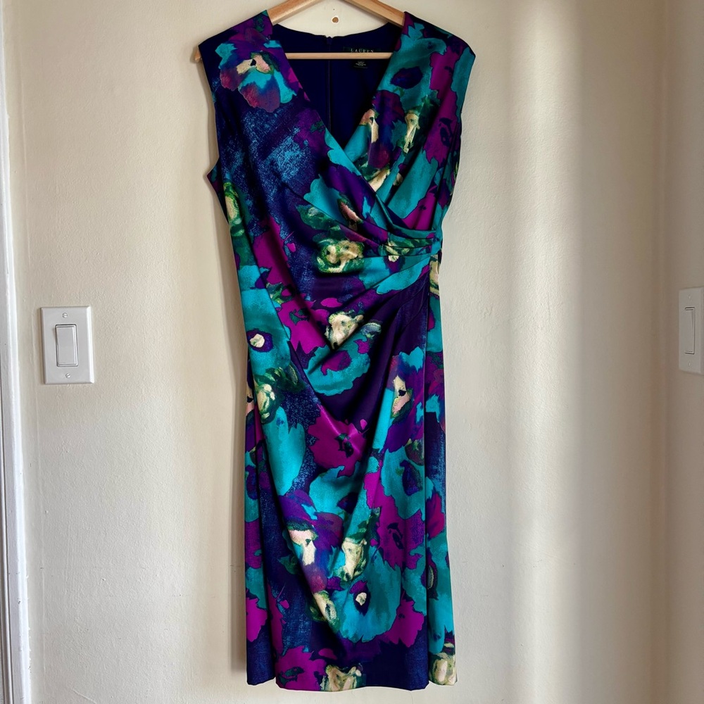 Lauren By Ralph Lauren Floral Silky Midi Dress